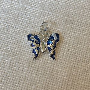 Butterfly Charm, Sterling Silver w/ Blue